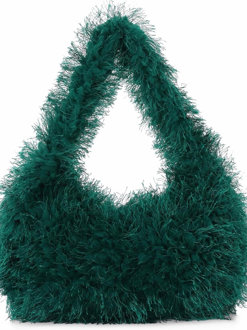 SHEIN | Green Fluffy Knit Shoulder Bag | Textured Y2K Purse |  It Girl Bag